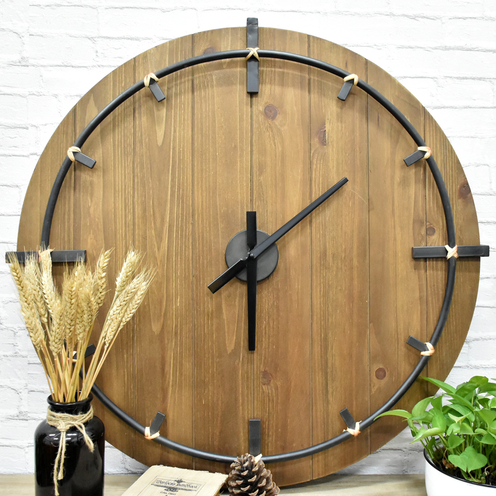 Luckywind New Design Large Modern Farmhouse 32" Diameter Numberless Wood Crafts Round Wall Clock For Hanging Crafts Home Decor