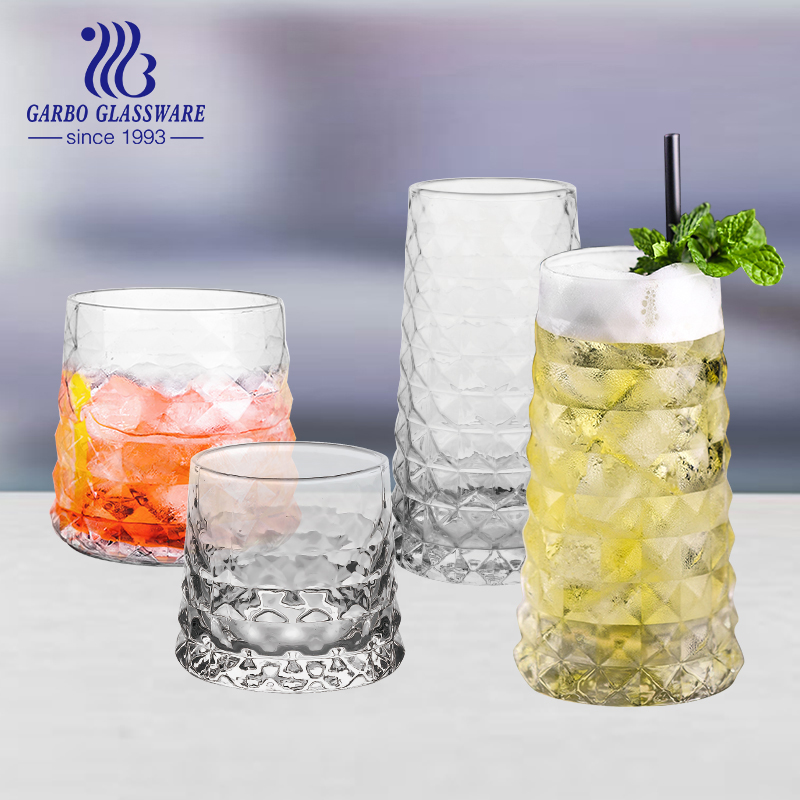 Diamond design crystal-like handmade thick glass whisky cup for wine