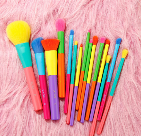 15pcs Colorful Rainbow Beauty Tool Makeup Brush Set