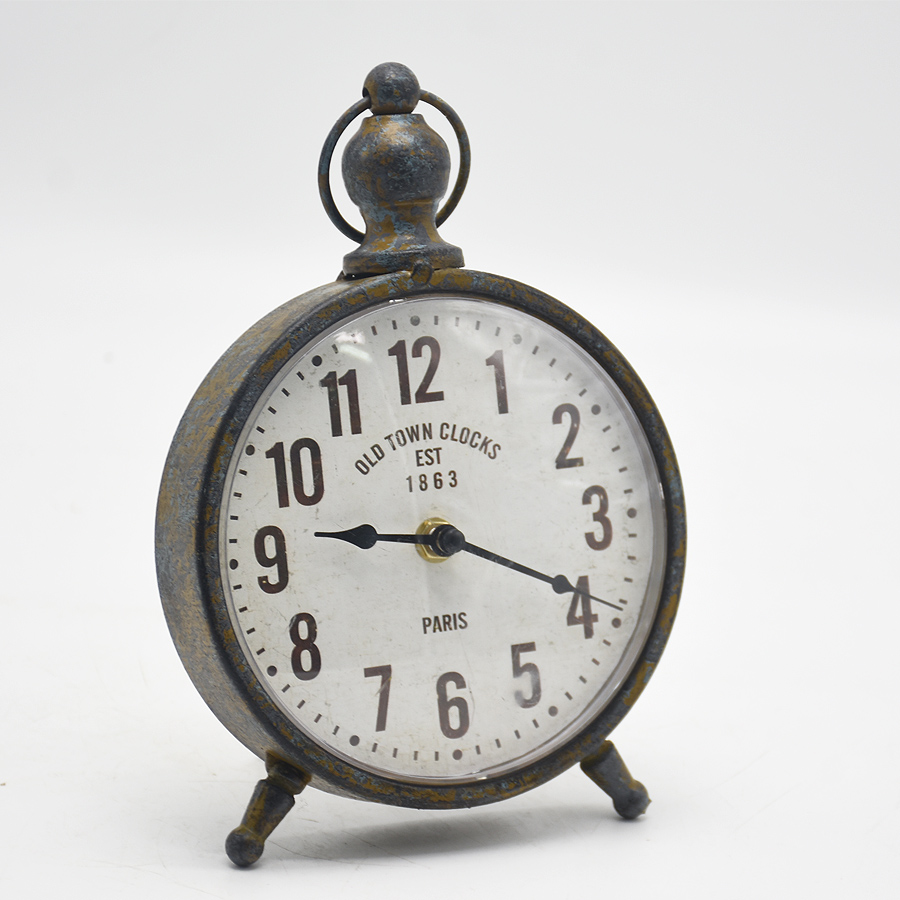 Wholesale Home Decor Small Vintage Antique Bedside Table Top Digital Clock Retro Rustic Metal Luxury Desk & Table Clocks