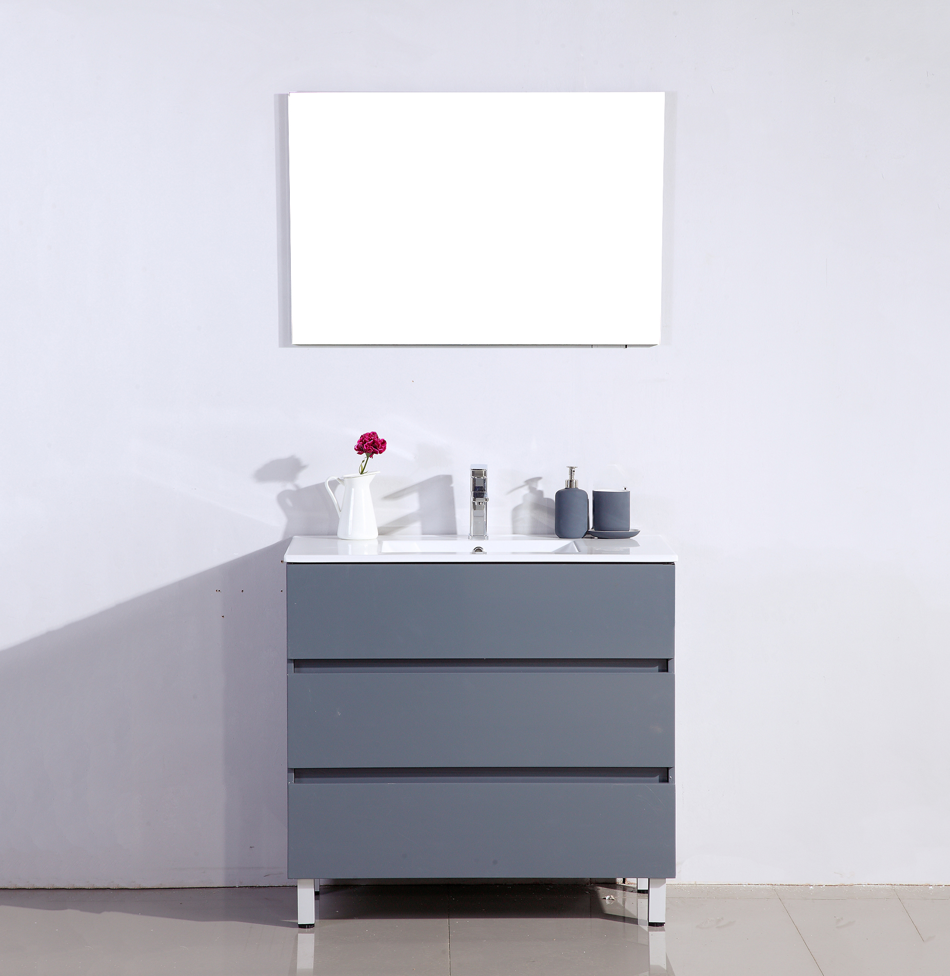 OKAYHOME-Grey floor standing Bathroom Cabinet-OKDWA-60