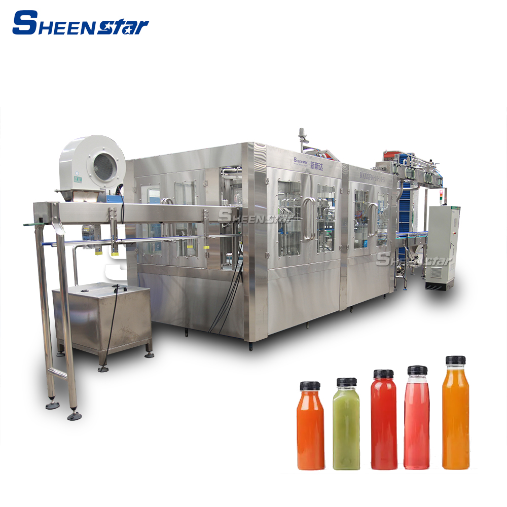 RXGF16-16-16-5 Medium temperature juice washing filling capping machine 4 in 1