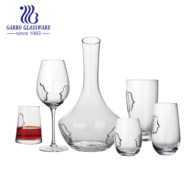 Handmade beauty face glass wine drinking set with customized design