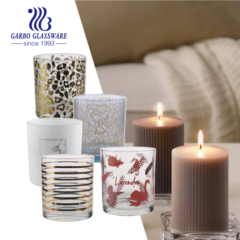 Wholesale Home Decoration Custom Gold Rim Electroplated Glass Candle Holders