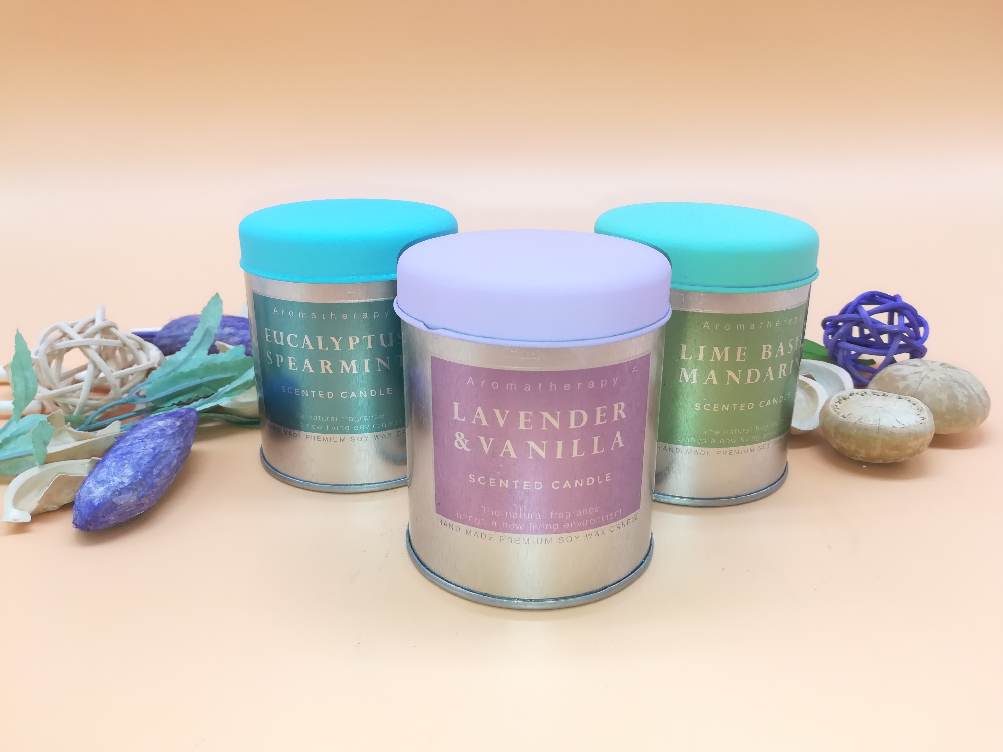 Soy Wax Tin jar Scented Candles Private Label Customized Aroma