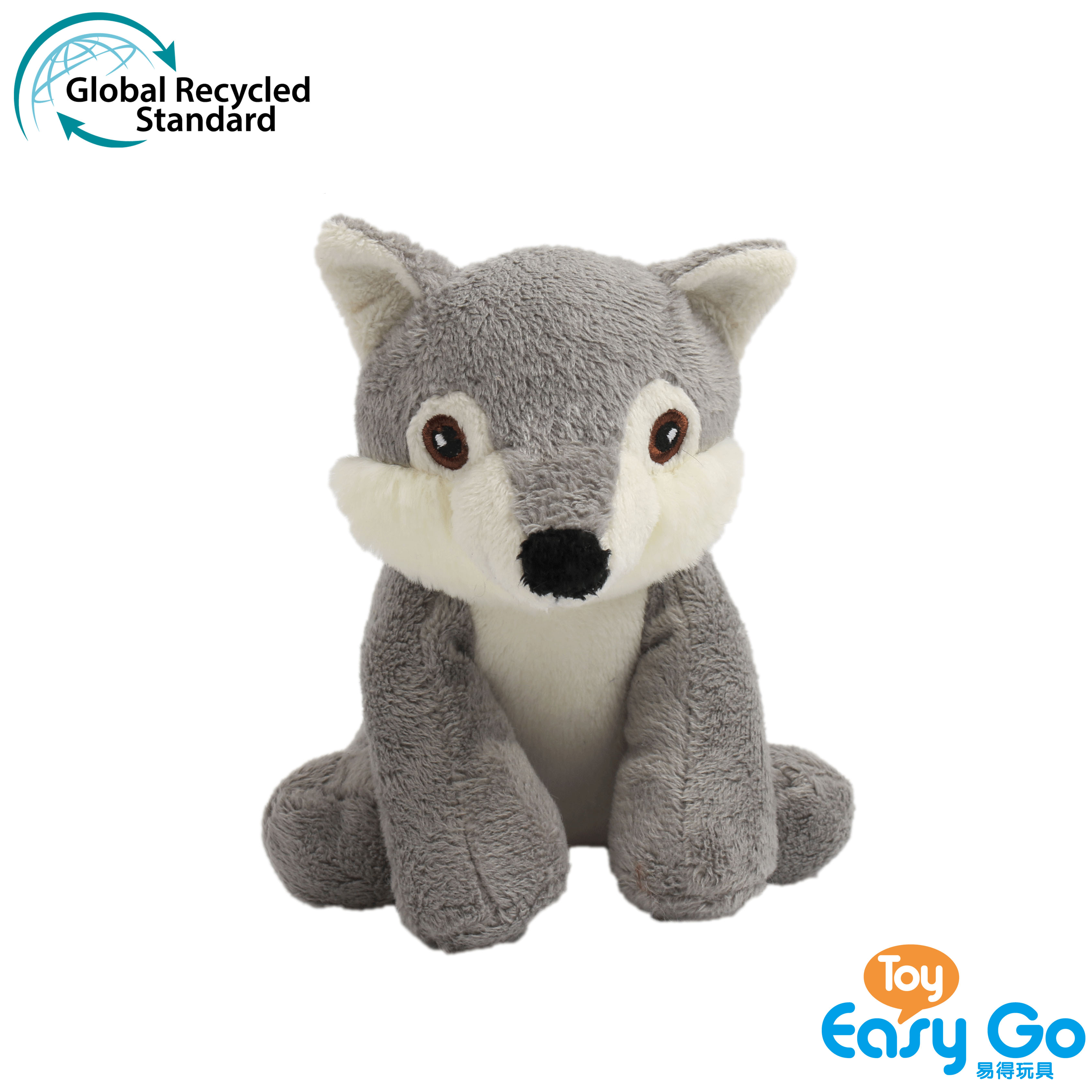 GRS ECO-friendly RPET 100% Recycled plush toy stuffed animals wolf made of plastic bottles