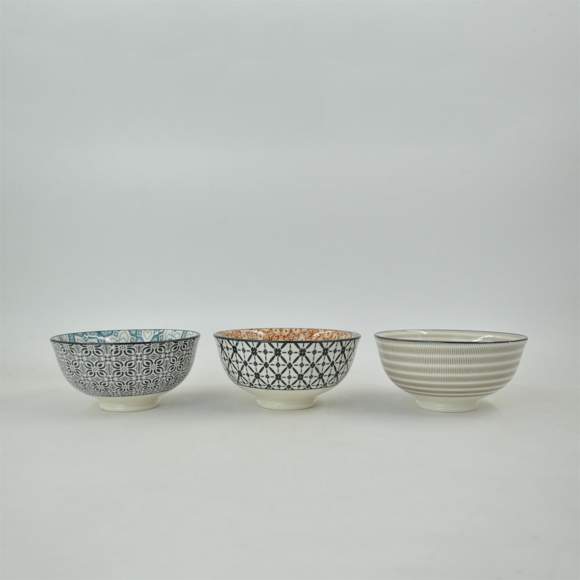 Wholesale price pad print creative ceramic bowl set high quality ceramic bowls
