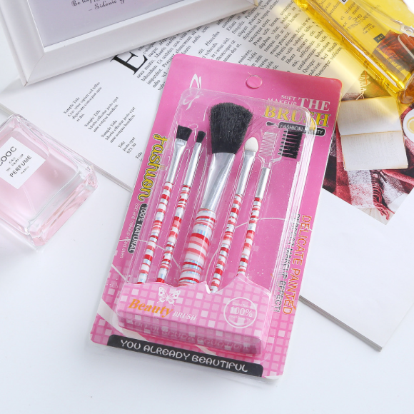 5pcs Stripe Printed Blister Plastic Packing Factory Sale Cheap Brush Set