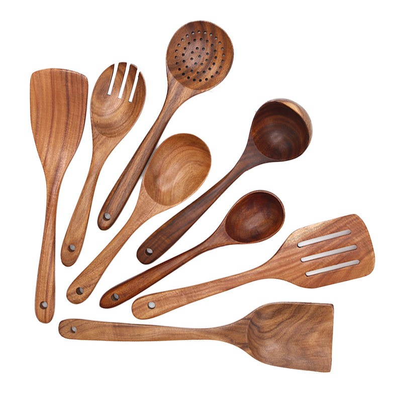 wonderful wood Cooking tool set Teak Kitchen Utensils