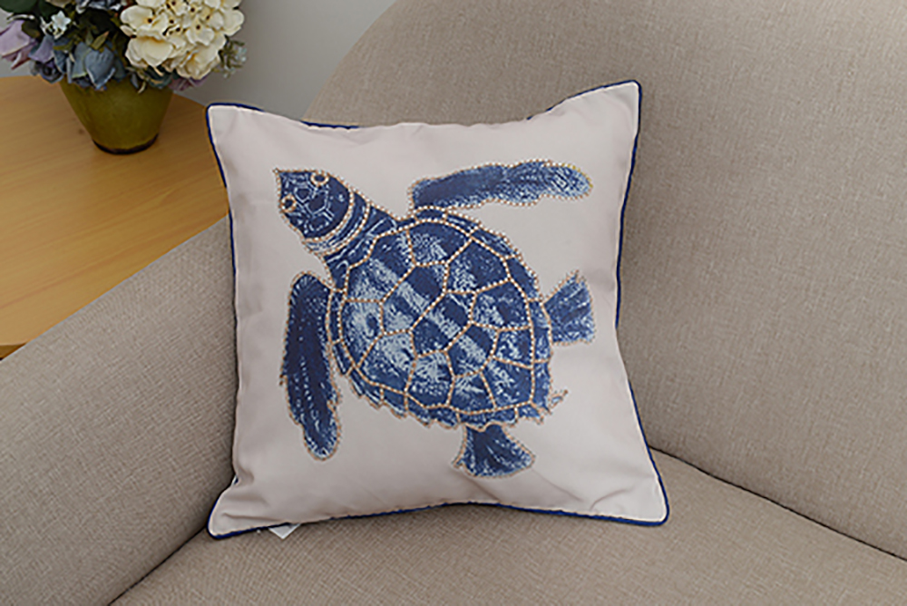 Summer beach printing cushion sea creature hot diamond throw pillow