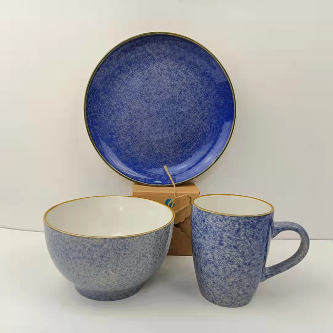 Sky blue reactive glaze dinnerware sets