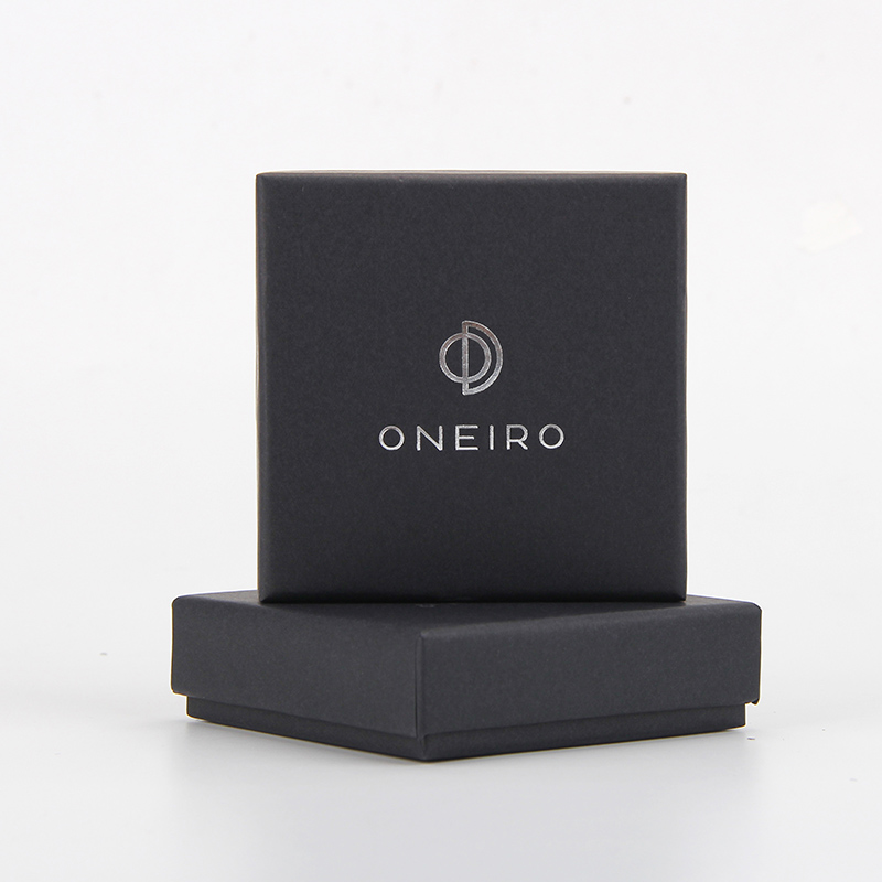 Black Jewelry Paper Box with Lid Custom Gift Cardboard Box for Necklace