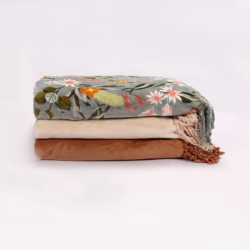 flannel throw with chenille braid