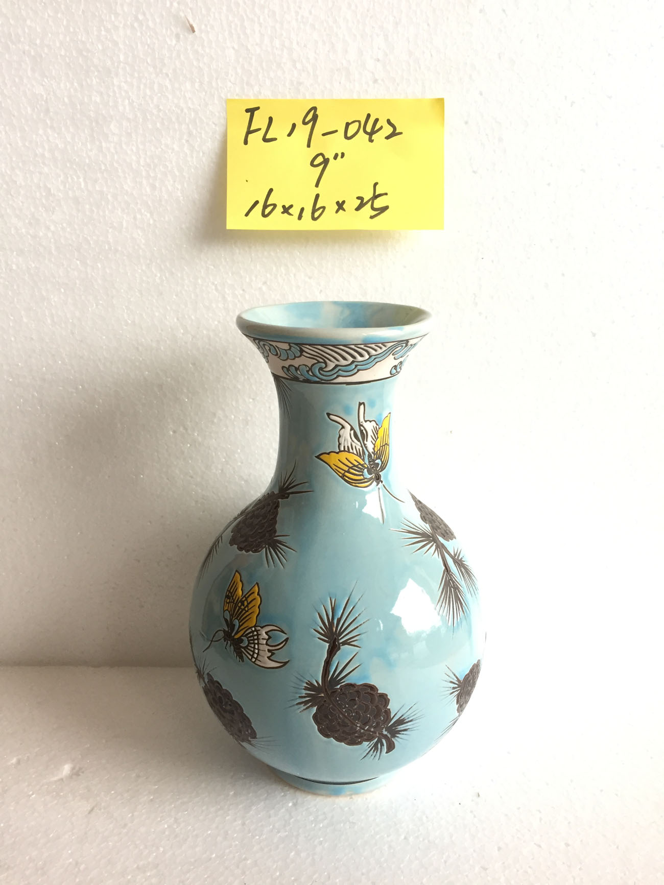 9" ceramic vase