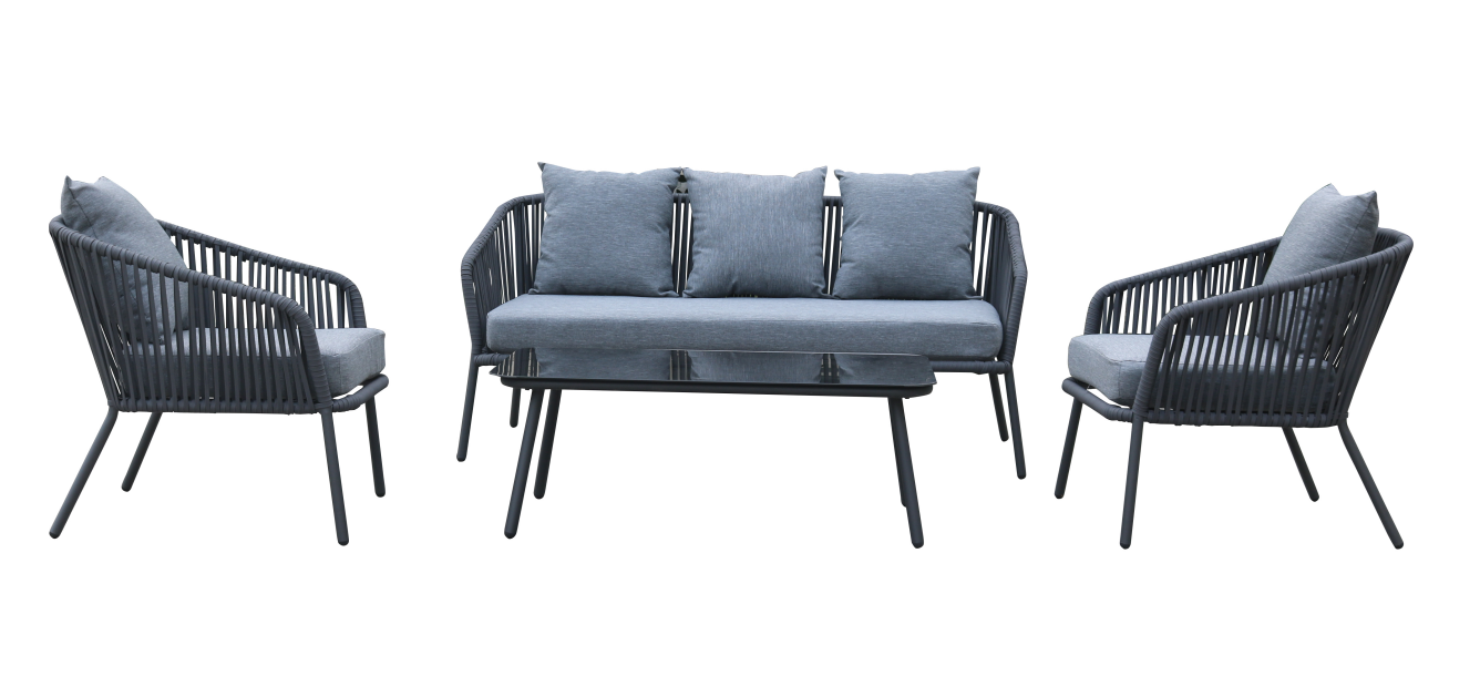 Rope Aluminum Garden Sofa Set with customized cushion