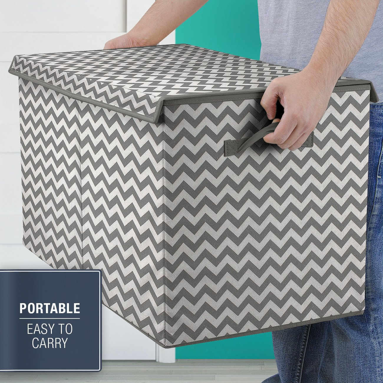 reusable non woven foldable toys storage organizer with lib