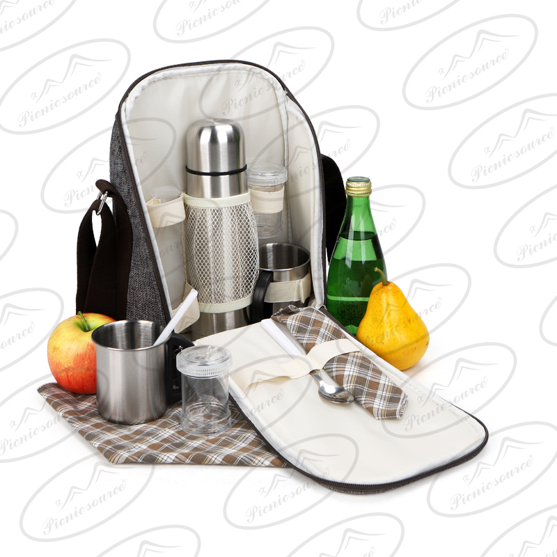 Imitation linen polyester Sling coffee bag for 2 persons,picnic bag