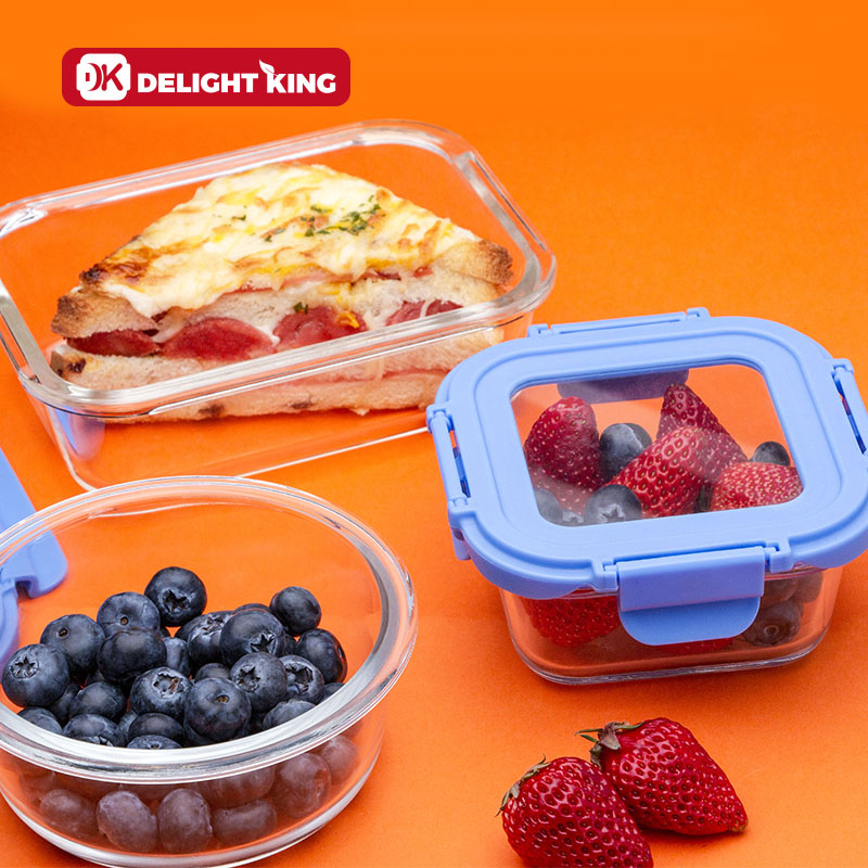 Glass lid leakproof borosilicate glass food packaging lunch box glass food container with glass lid