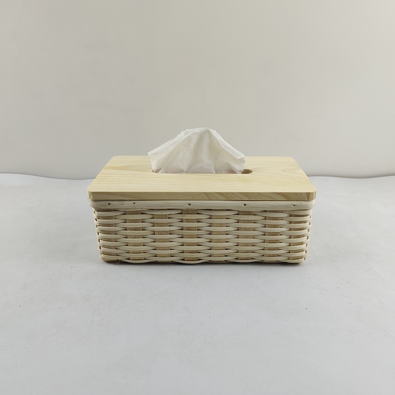 Wood + rattan cardboard box