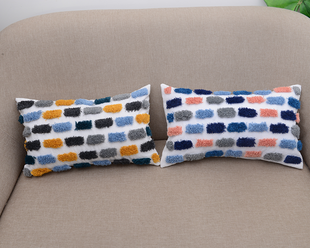 Popular tufting pillow decorative cushion recycled fabric throw pillows