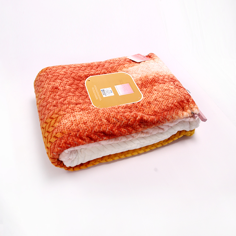 jacquard and printed flannel blanket
