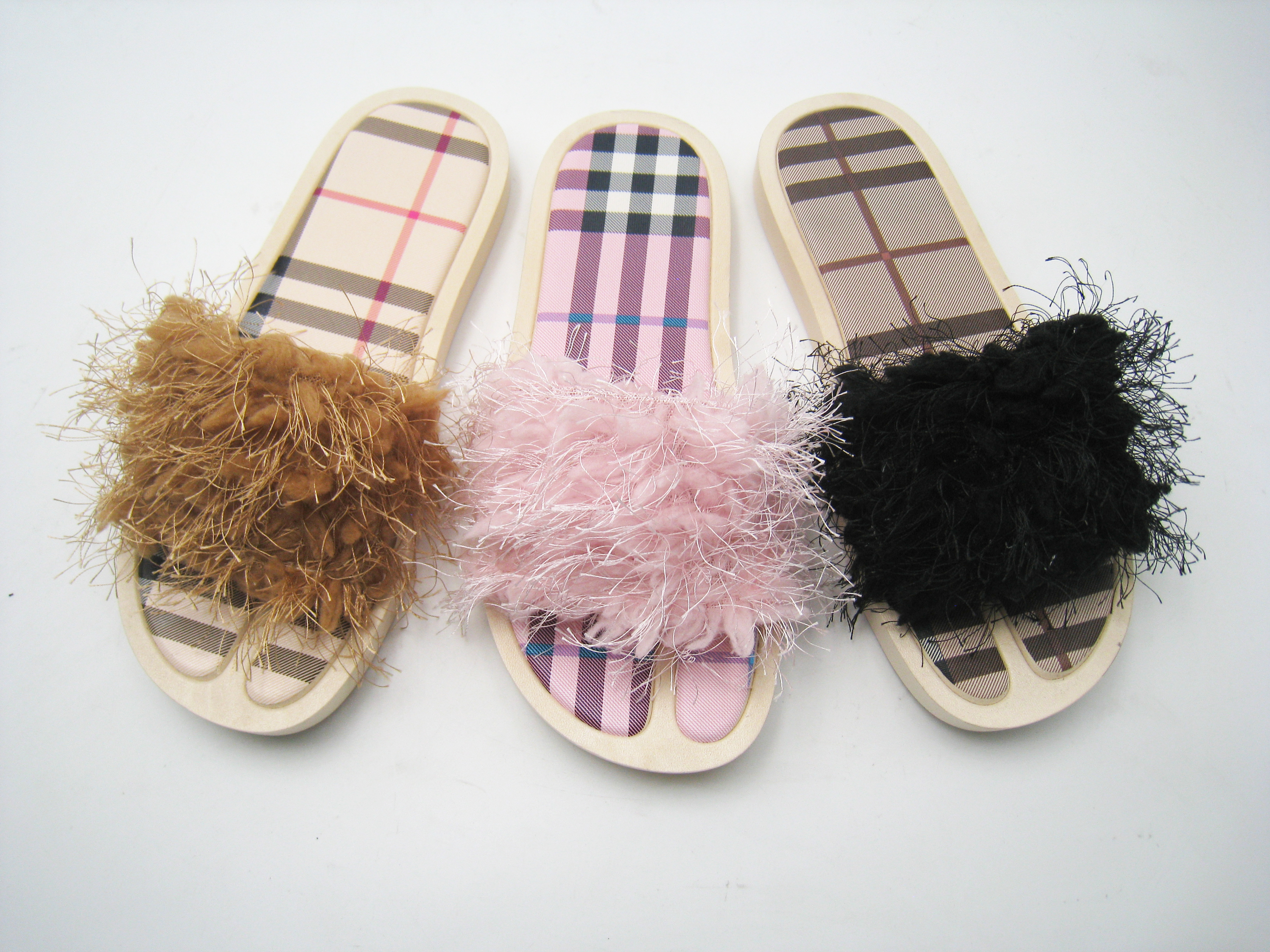 fashion casual beach indoors ladies' PVC plaid slippers slides
