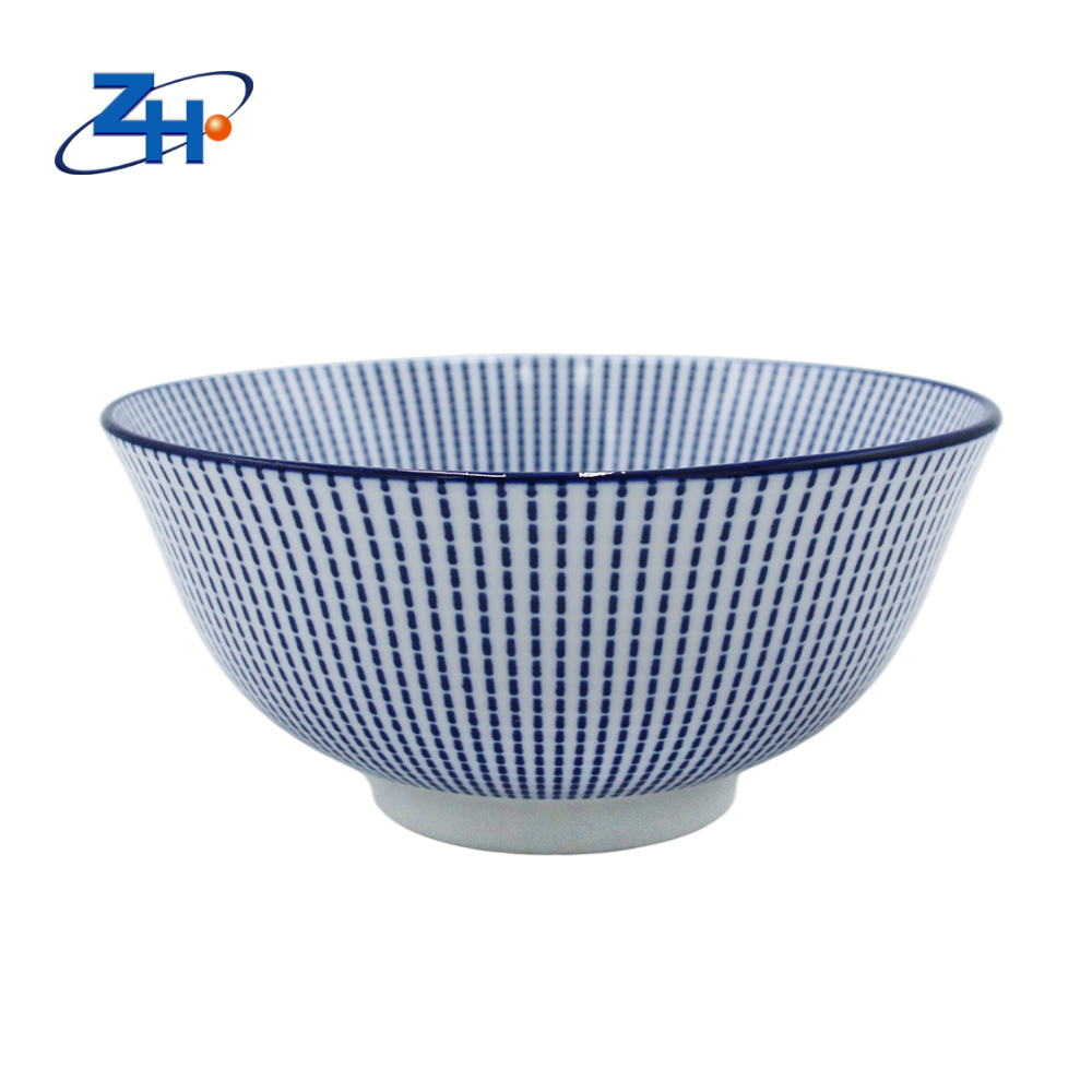 white porcelain bowl with two sides pad-printing design