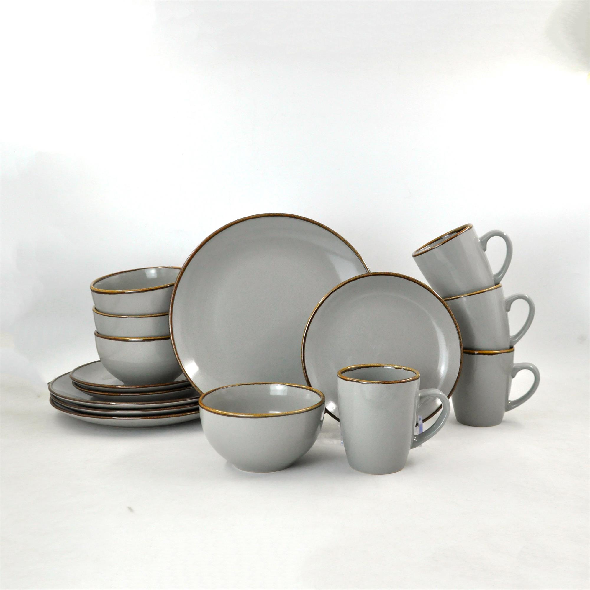 Gray color glazed stoneware set 5.5inch ceramic bowl set ceramic plate dinner sets