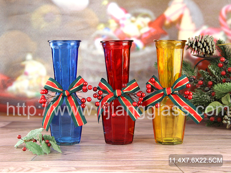 Christmas glass vase