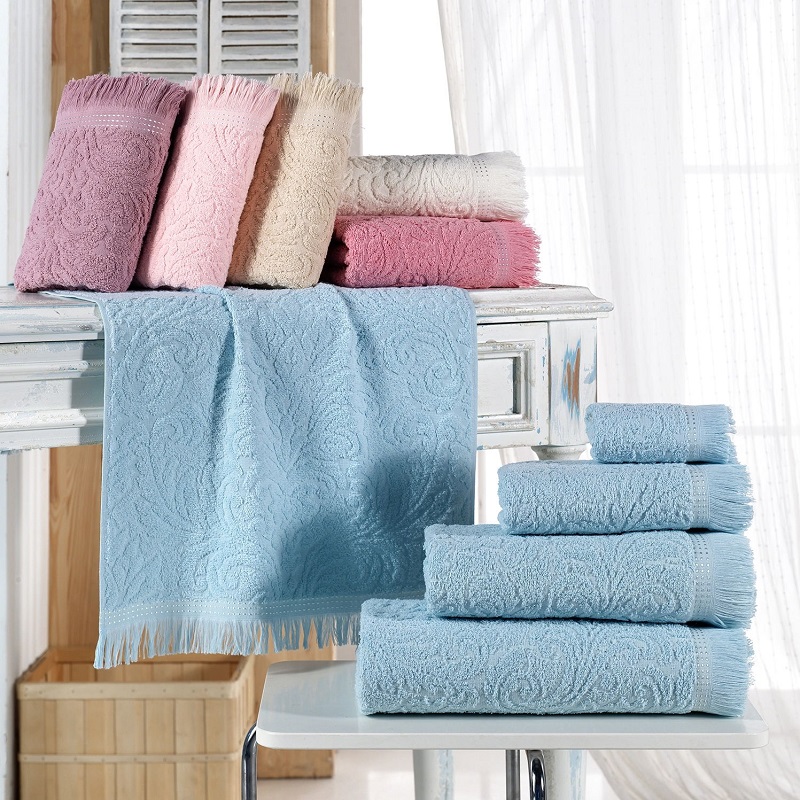 Jacquard Border Cotton Bath Towel