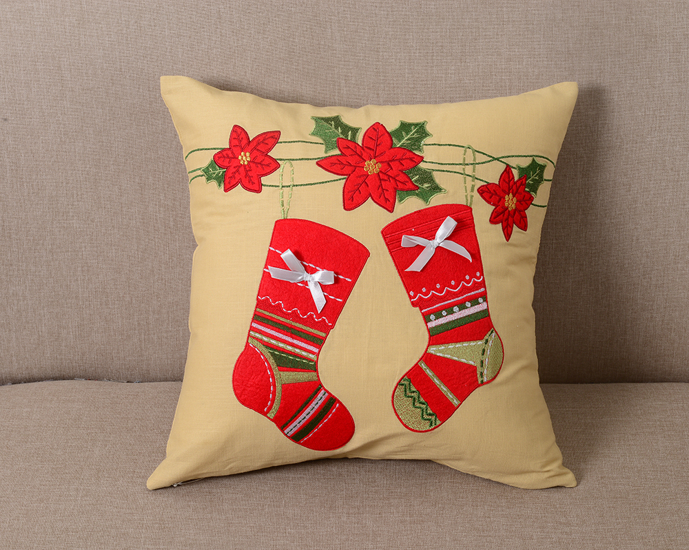 Exquisite Christmas decorative applique embroidered cushion throw pillow