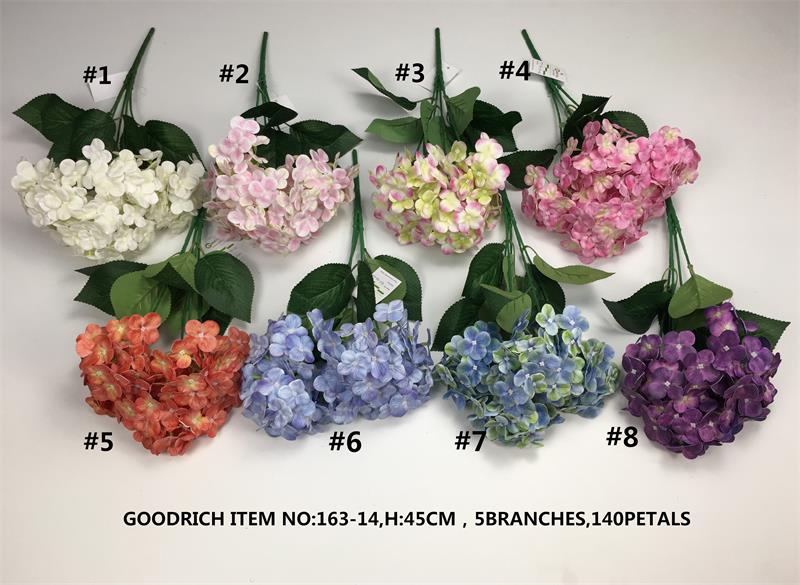 artificial flowers 3D hydrangea with 5 branches