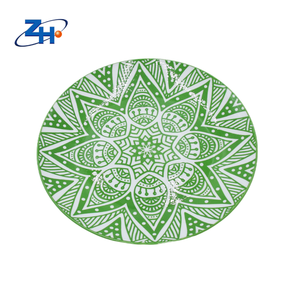 white porcelain plate with pad printing design