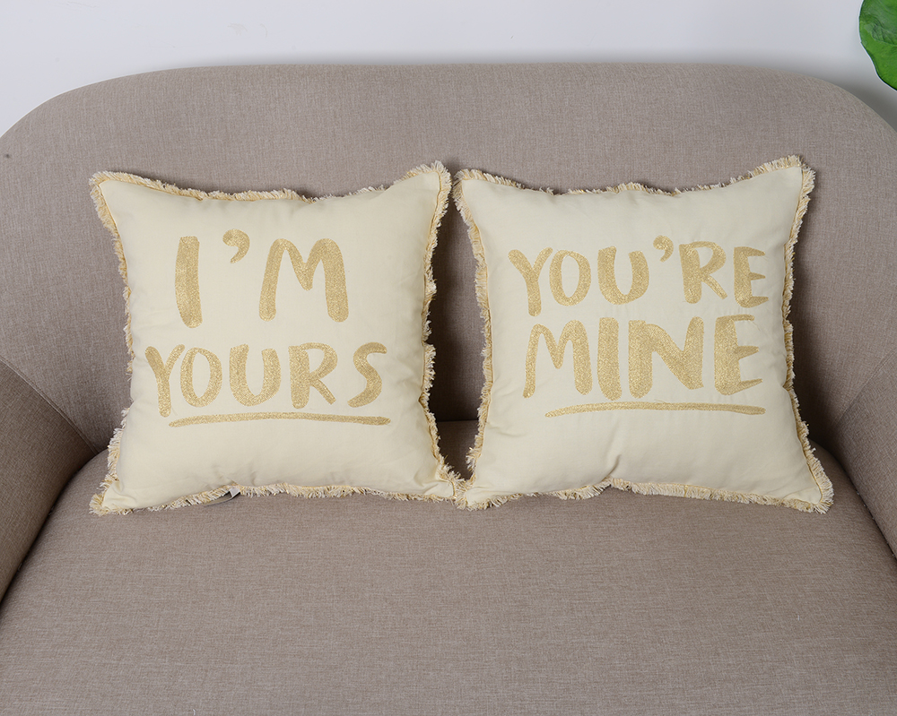 Beautifully decorated cushion metallic thread embroidery throw pillow