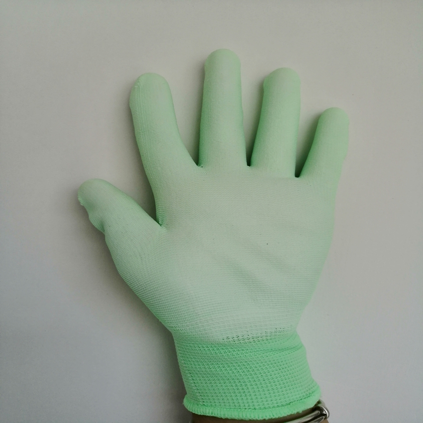 13G Colourful Polyester gloves coated with pu