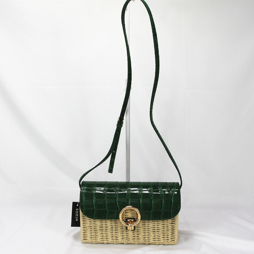 paper straw hand woven women shoulder bag