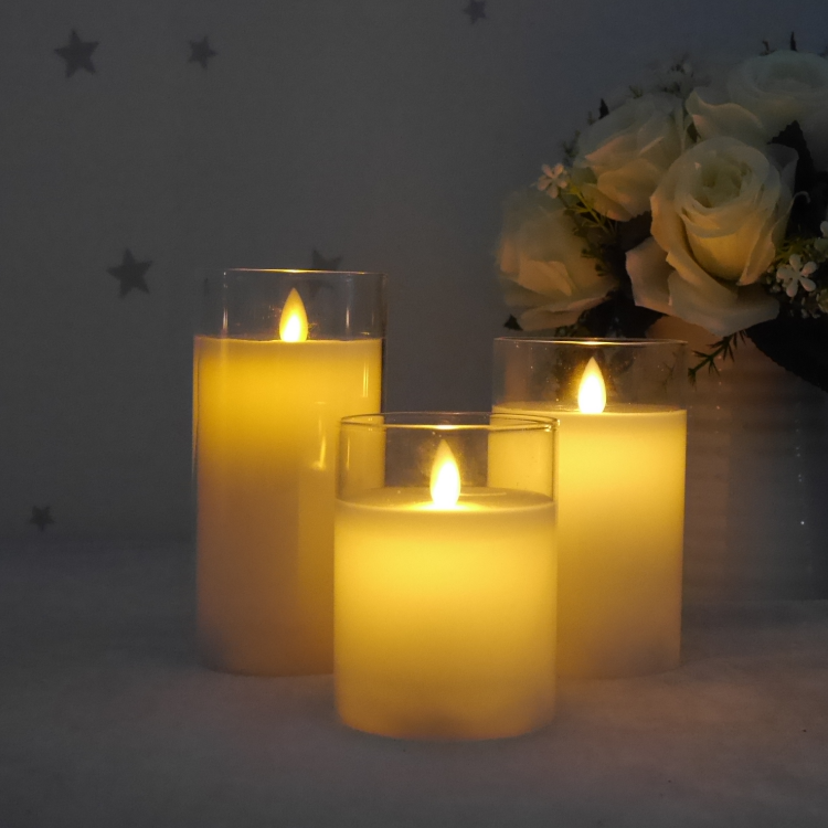 LED real candle，glass wax