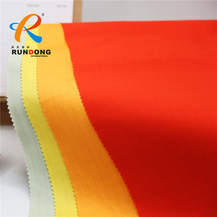 shandong rundong textile 80/20 anti-static stripe/grid twill fabric for workwear
