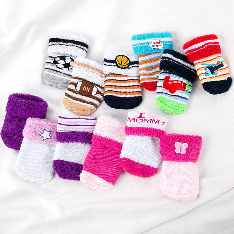 Baby Socks Infant Terry Socks Toddler Socks for Newborn Kids Girl and Boy 0-6Month 6-12Month
