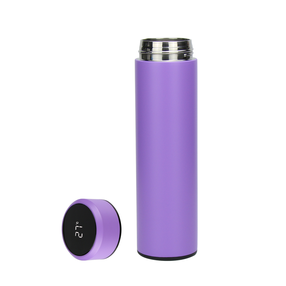 AAAAA Temperature Control Sensor Insulated Water Bottle Stainless Steel Vacuum Smart Water Bottle 450 ml 15 oz Purple