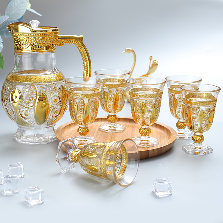 Water Kettle Glass Cups 7pcs Glass Set household set simple water bottle