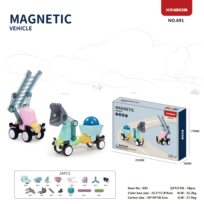 24Pcs Magnetic Building Sticks Blocks Toys, Magnet Educational Toys Magnetic Blocks Sticks Stacking Toys Set for Kids