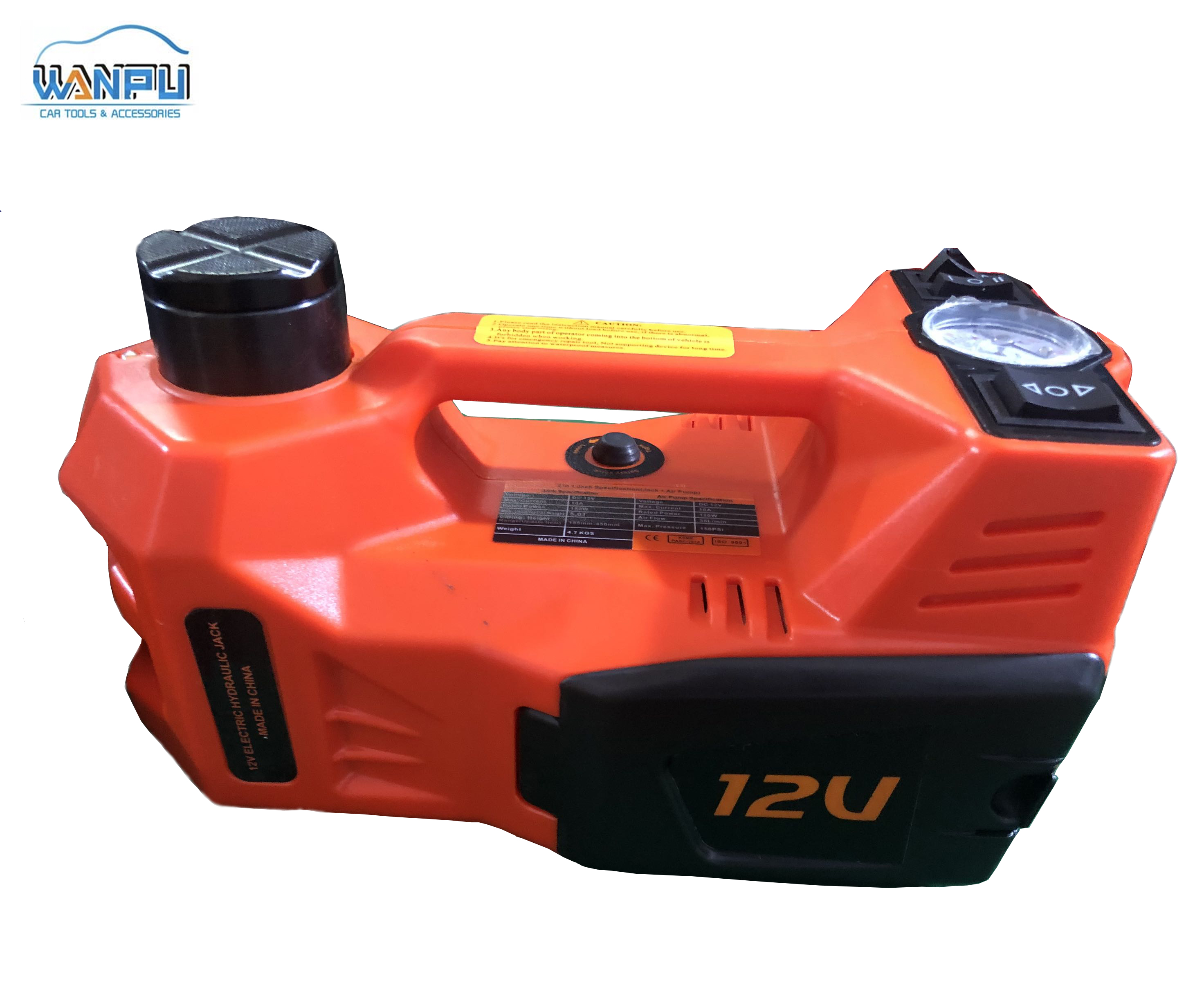 Wanpu Handy Multifunctional 5 Ton 12V Auto Motor Lifting Jacks Car Emergency Tool Kit Electric Hydraulic Floor Jack