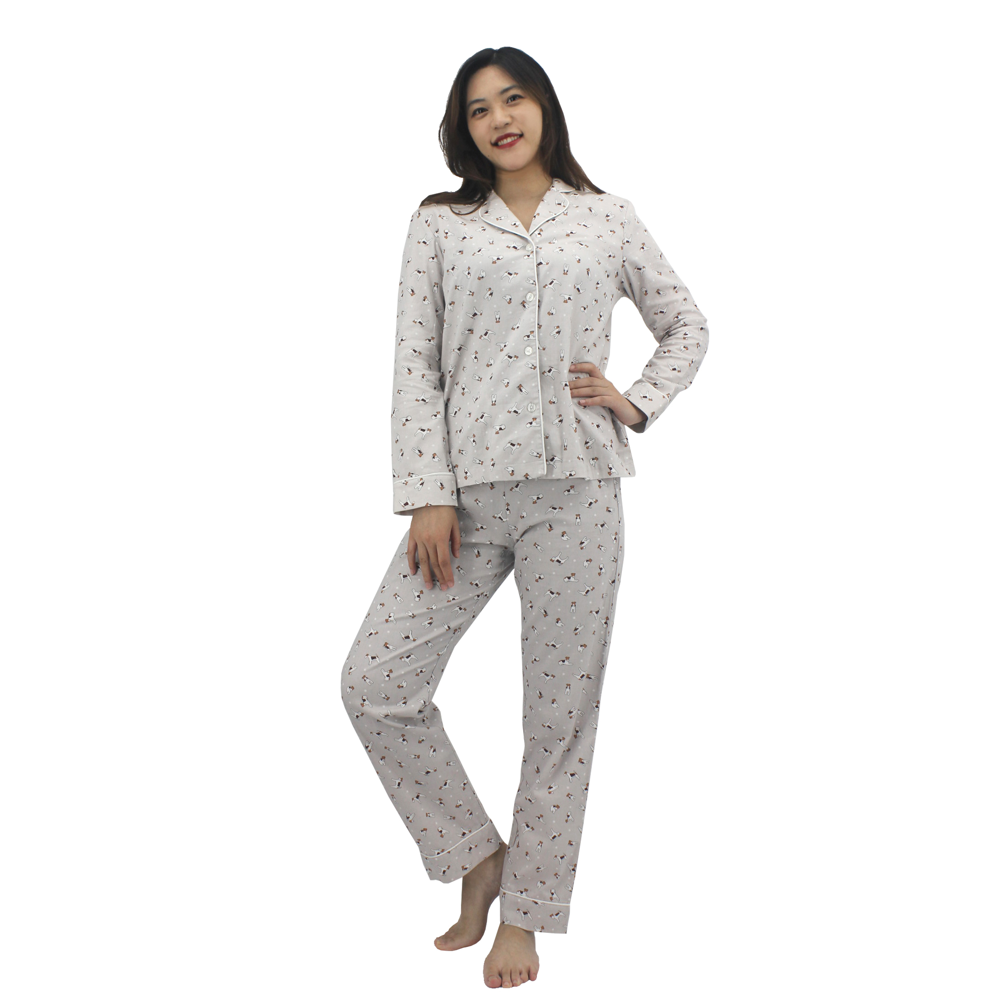 Ladies Woven Flannel Printed Pj Set