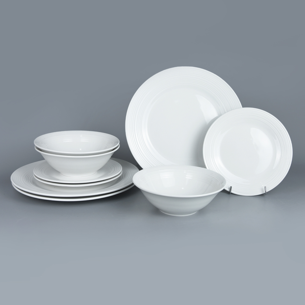 12/18pcs Embossed Porcelain Dinner Set