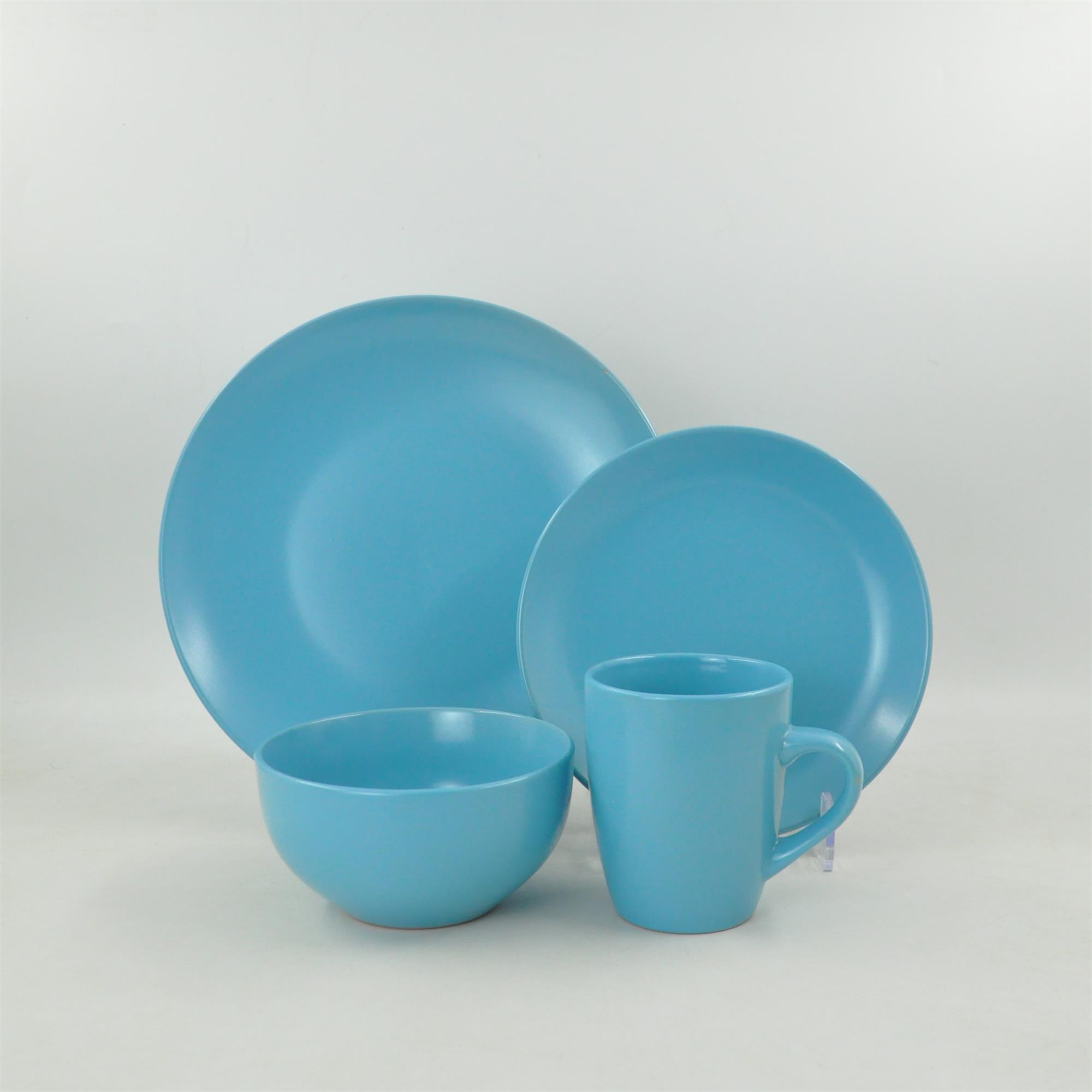 16 Pcs Dinner Set Pakistan Solid Color Glazed Stoneware Ceramic Crockery Dinnerware