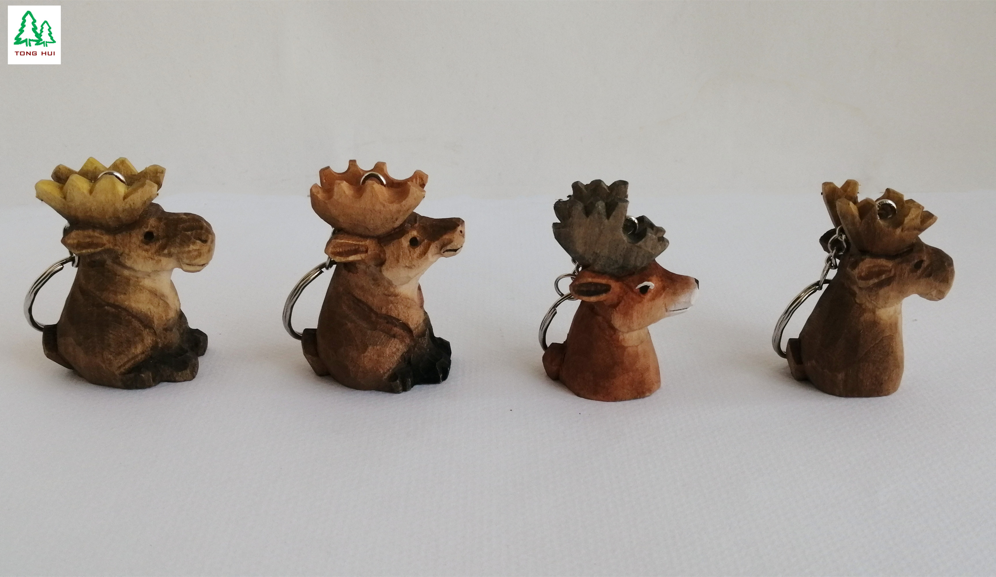 Wooden carved animal keychain
