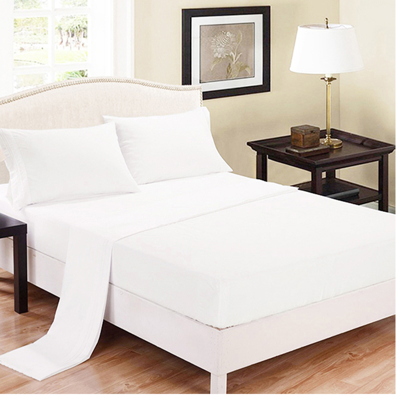 Hot sale Super Soft White Color 100% Microfiber Bed Sheet Set