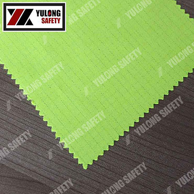 Fluorescent yellow flame retardant antistatic modified acrylic cotton fabric