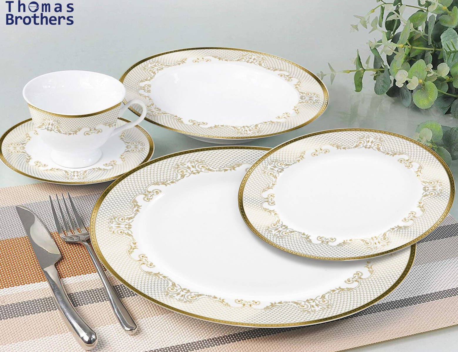 superwhite new bone china with gold design